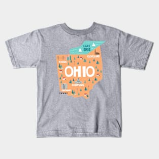 Ohio Illustrated Map Kids T-Shirt